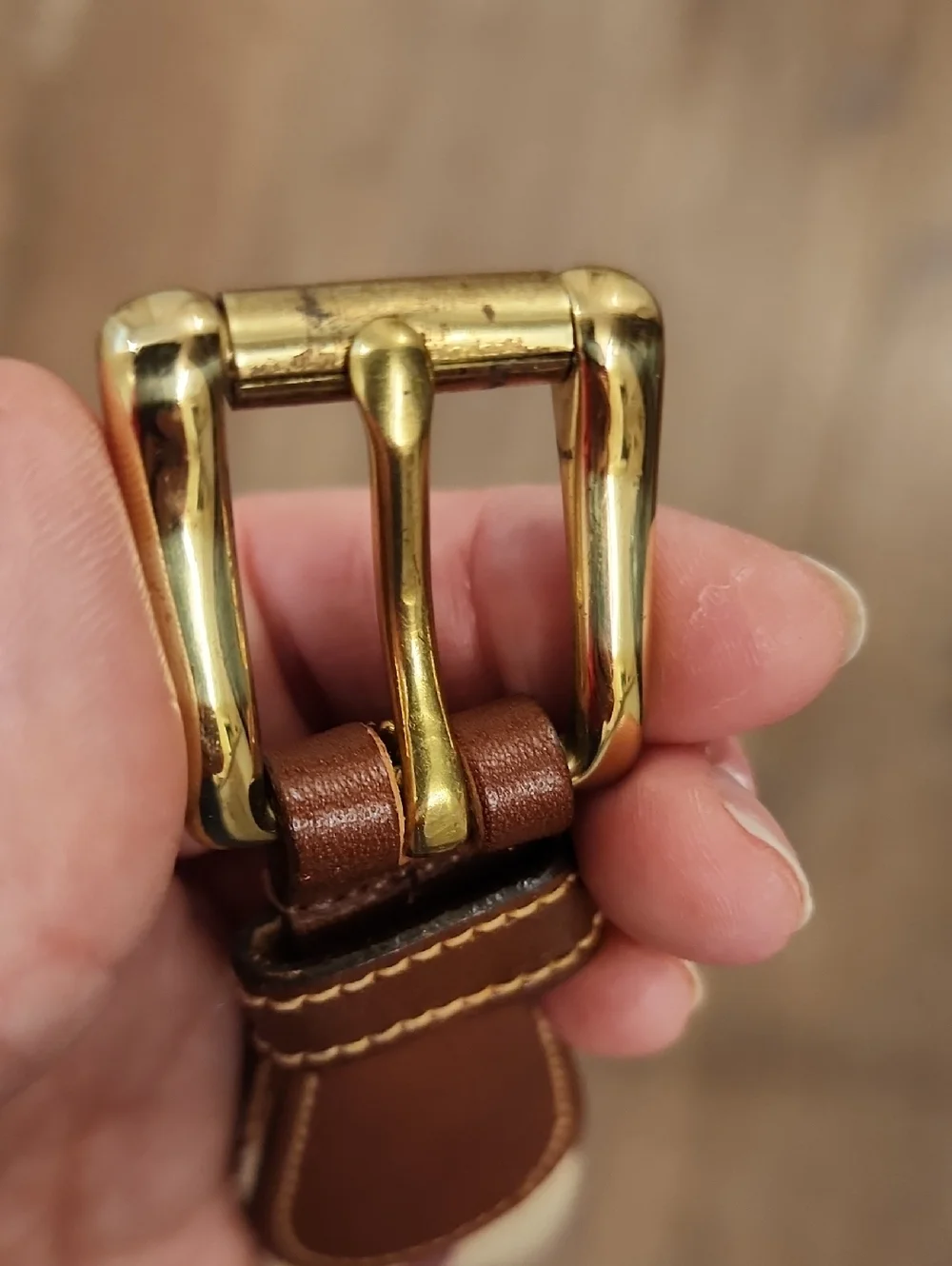Vintage Dooney & Bourke Woven Wool Belt Brown Leather Brass Buckle size 32